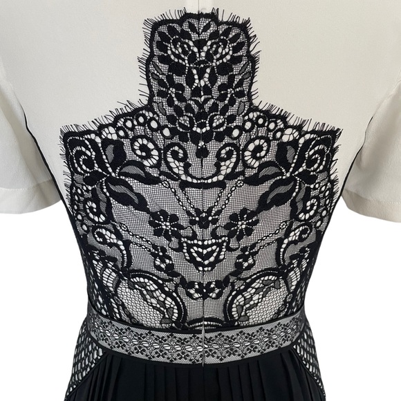 Karen Millen Short Sleeve Dress with Lace Appliqué and Pleated Skirt Size 4 - Picture 7 of 9